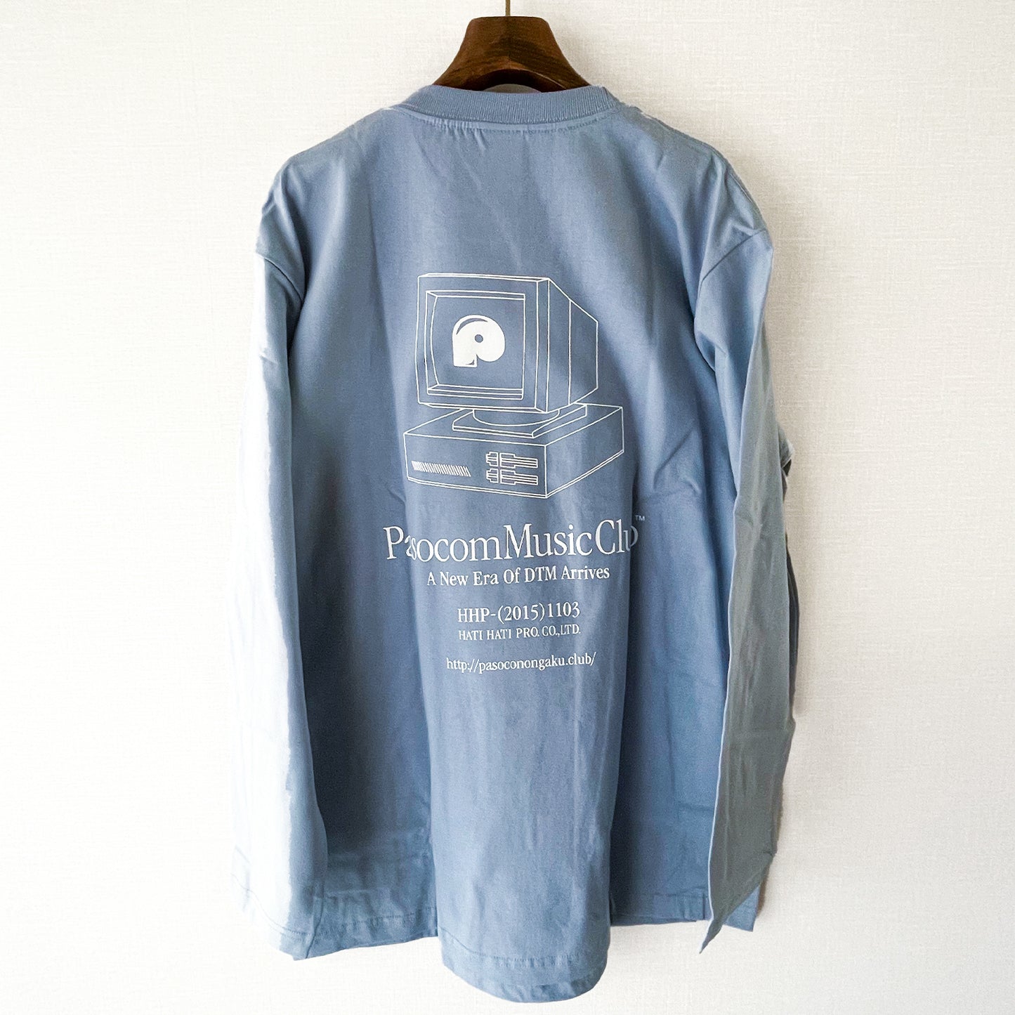 P-LOGO Long sleeve T-SHIRTS (WHITE & ACID BLUE)