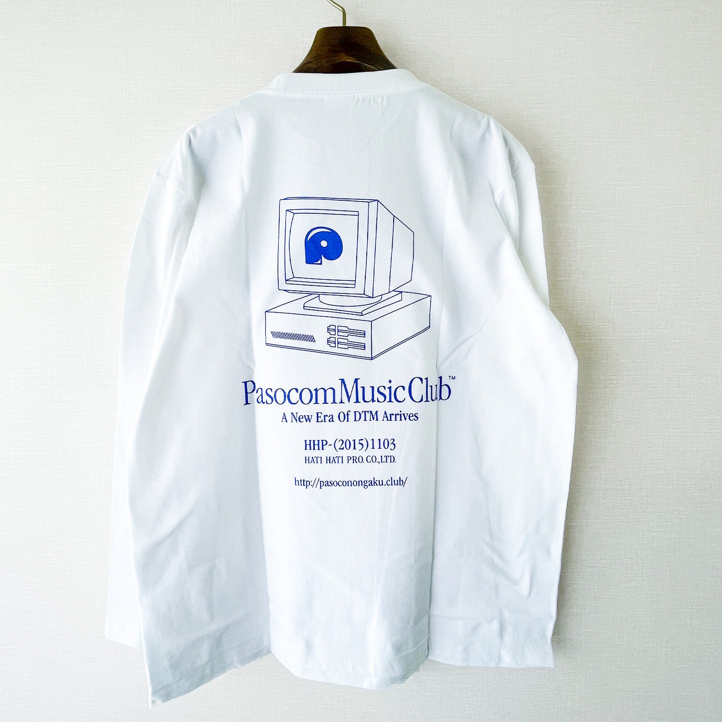 P-LOGO Long sleeve T-SHIRTS (WHITE & ACID BLUE)